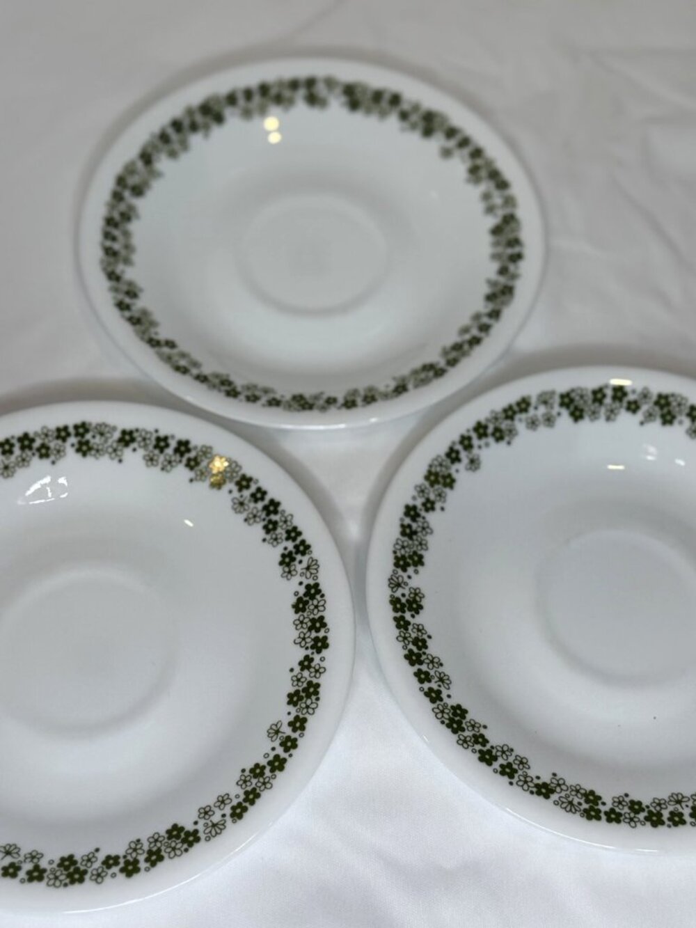 🌼 Vintage Pyrex Corelle "Crazy Daisy" Spring Blossom Saucers Set of 3